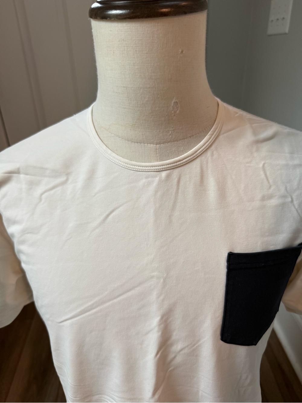 BYLT Basics White Short Sleeve Tee with Black Chest Pocket